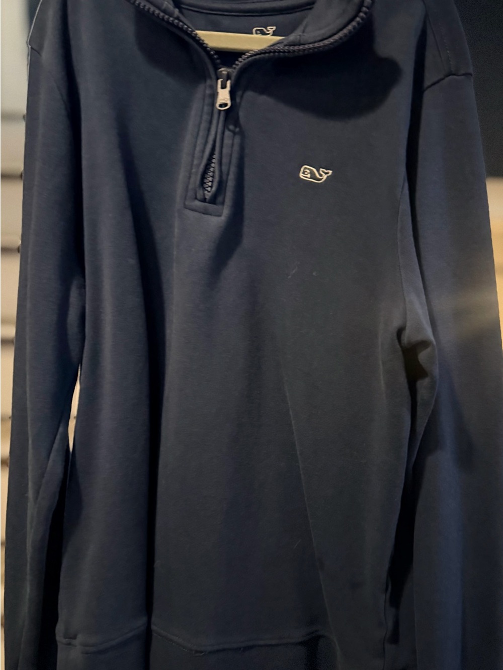 Boys Vineyard Vines Navy Quarter Zip Pullover with Whale Embroidery